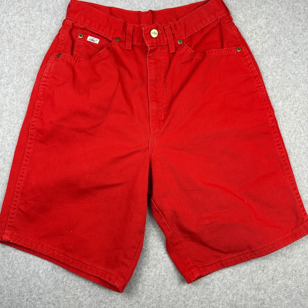 Vintage 90s Chic High Waisted Denim Shorts Red Mom Size 10 Made in‎ USA